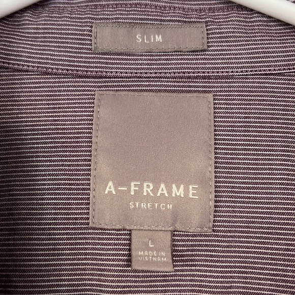 A-Frame Mens Large Slim Stretch Purple Casual Button-Up Shirt - Picture 2 of 2